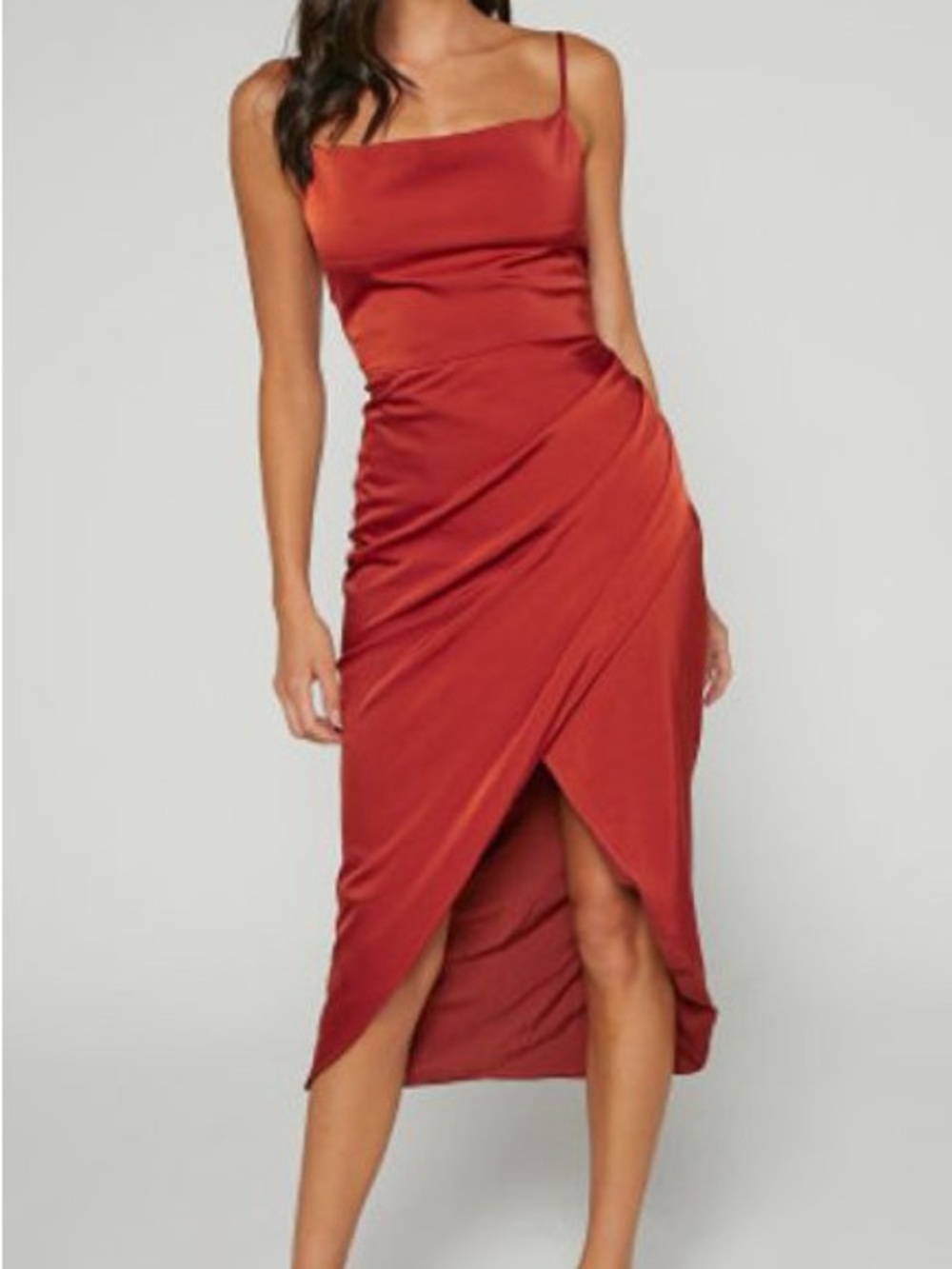 Showpo Dazzling Lights Copper Satin Midi Dress